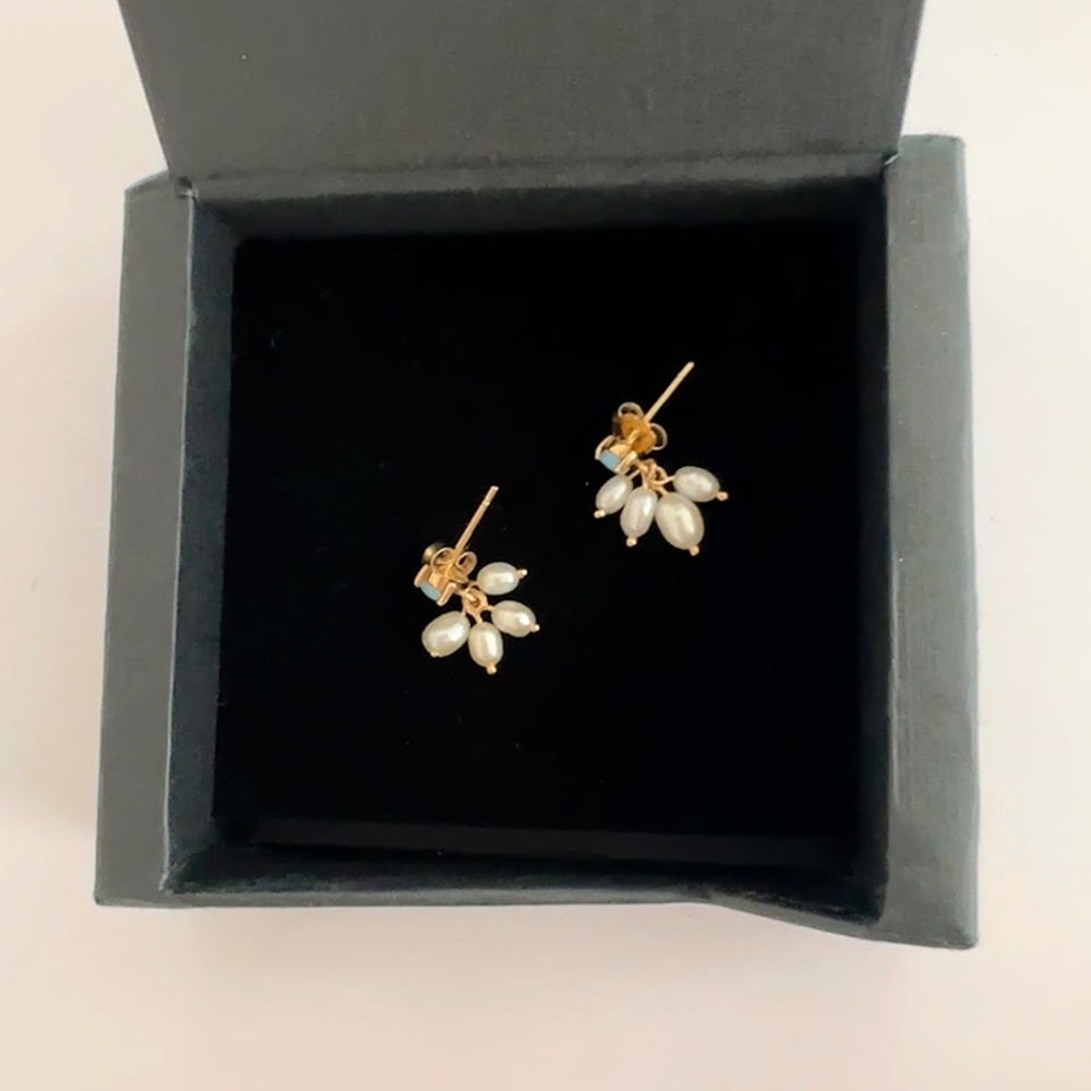 WWAKE cloudburst earrings pair opal freshwater pearl 14k gold catbird lagarconne - Picture 7 of 10